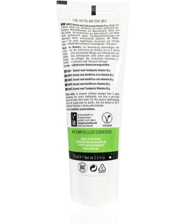 SANTE Toothpaste Vitamin B12 - Organic Vegan Fluoride Paste (3 x 75 ml) - Sage & Lemon Flavor - Natural Cosmetics - Buy Online on GoSupps.com