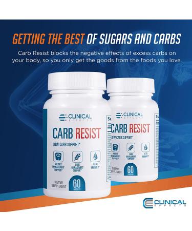 Clinical Effects Carb Resist - Carb Blocker with Vitamin C - 60 Capsules | Ideal for Keto or Low Carb Lifestyle | Supports Heart Health & Weight Management - Buy Online on GoSupps.com