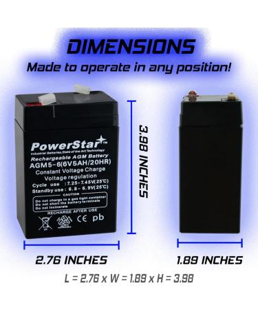 Buy PowerStar 6V 4.5AH SLA Battery - 2 Year Warranty Replaces elb06042 es4-6 ps-640 gp640-2PK - International Shipping Available - Buy Online on GoSupps.com