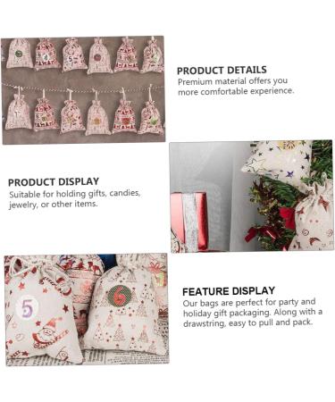 PLAFOPE 1 Set Countdown Christmas Bag Christmas Decoration Bags Advent Calendar Bag Linen Blue 10x14x0.5cm Blue - Buy Online on GoSupps.com