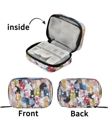 Buy Cartoon Horses Pill Pouch Bags - Small Medicine Purse with 8 Compartments for Daily Pill Organization - Ship Worldwide - Buy Online on GoSupps.com
