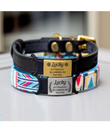 Dog Tag Personalised Dog Name Tag ID Tag for Pets Dogs Cats Engraved UK Slide On Collar Dog Tags 4 Colours Different Fonts Name Identity Tags(Black and Silver L) - Buy Online on GoSupps.com