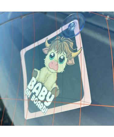 2pcs Baby on Board Car Warning Sticker Set with Suction Cups - Highland Cow Design - Buy Online on GoSupps.com