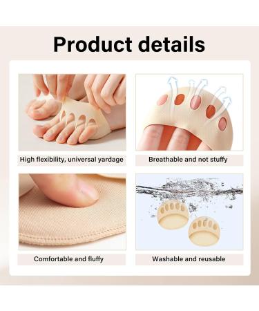 6 Pairs Forefoot Cushions - Women's Invisible Cotton Toe Socks for Pain Relief | Soft Midfoot Pad in Black & Skin Color - Buy Online on GoSupps.com