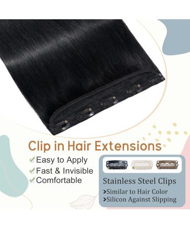 Clip-In Real Hair Extensions | Affordable #1 Black Remy Human Hair | 40cm - 45g | 5 Clips - Buy Online on GoSupps.com