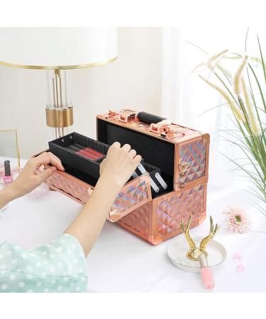 Songmics Rose Gold Cosmetic Case - Lockable Make-Up Organizer for Travel & Hairdressers | Stylish Storage for Visagists | JBC323RD Pink Gold - Buy Online on GoSupps.com
