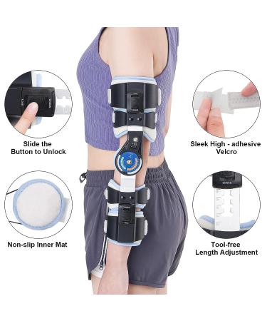RISURRY Hinged Elbow Brace with Shoulder Sling | Adjustable Post OP Stabilizer Splint for Arm Injury Recovery (Left Arm) - Universal Fit - Buy Online on GoSupps.com