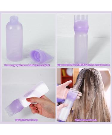 Paefiu 2-Piece Hair Oil Applicator Set - 170ml Root Ridge Bottle for Hair Oiling & Coloring - Violet Graded Scale Applicator - Buy Online on GoSupps.com
