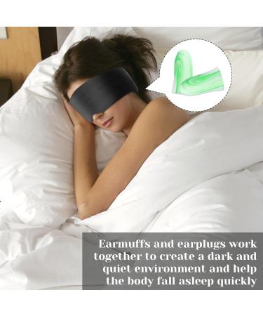 Sleep Mask & Hearing Protection Plugs Set - 1 Sleep Mask + 4 Ear Plugs | Adjustable Soft Breathable - Perfect for Travel & Home - Unisex Black - Buy Online on GoSupps.com