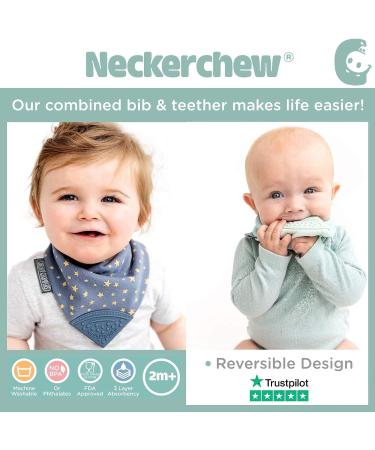 Cheeky Chompers Neckerchew and Neckerbib Bundle - Teething Bibs for Toddlers and Babies - Bandana Style - Baby Bib Gift Set - 4 Dribble Bibs - Preppy Stripes & Baby Dino - Buy Online on GoSupps.com
