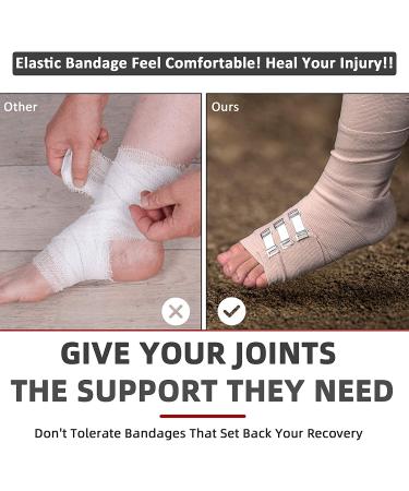 FRESINIDER Elastic Bandage Wrap 4 Pack (2 X 3 + 2 X 4 Wide Rolls) + 24 Clips | Stretch Compression Bandage Up to 15ft | Ideal for Medical, Sports, Sprains | Calf, Ankle & Foot Support - 4 Count - Buy Online on GoSupps.com