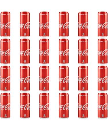 Pack of 24 cans of Coke Cola Original taste Cola 330 ml Italian non-alcoholic drink
