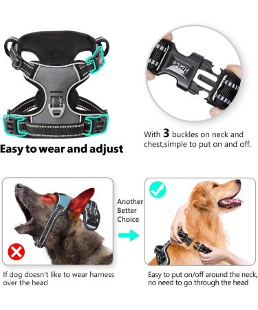 Adjustable Heele Dog Harness | No-Pull Reflective Large Dog Harness with Padded Handle | Breathable & Comfortable - Gray L (43-86cm) - Buy Online on GoSupps.com