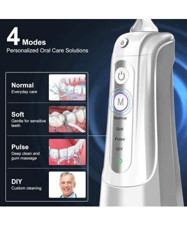 Water Flosser Pick for Teeth - Cordless Portable 4 Modes Rechargeable IPX7 Waterproof Oral Irrigator 300ML Flossing Cleaner for Home & Travel - Buy Now - Buy Online on GoSupps.com