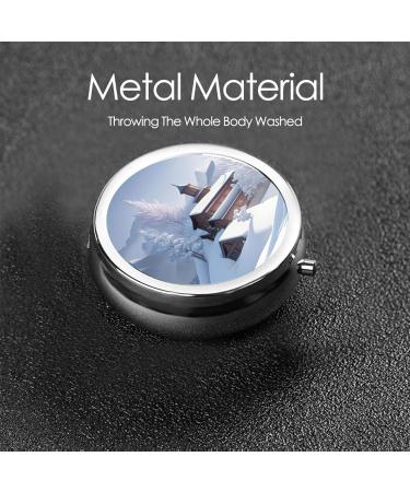 Winter Landscape Round Pill Box - 3 Compartment Organizer for Purse & Pocket | Portable Travel Pill Case - Buy Online on GoSupps.com