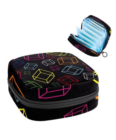 Women's bonds Storage pockets Stillpad keeper square black pattern portable period kit pocket feminine product bag for women girls color1