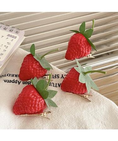 4pcs/set Cute Strawberry Hairpins Resin Headwear Hair Accessories Fruit Hair Clips Sweet Hair Barrettes Headdress Jewelry - Buy Online on GoSupps.com