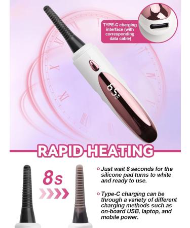 Kalolary Heated Eyelash Curlers 4 Temp Modes Heated Lash Curler with Eyelash Tweezers and Lash Comb 8s Fast Heating Electric Eyelash Curler with LED Display for 24h Long Lasting Natural Curling - Buy Online on GoSupps.com
