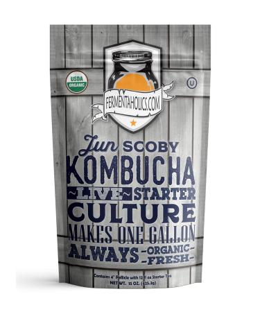 1 Gallon Jun Kombucha Starter Kit - Organic SCOBY & Ingredients for Jun Tea Brewing - Jar Not Included - Buy Online on GoSupps.com