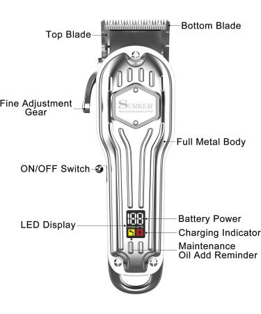 SURKER Mens Hair Clippers - Cordless Professional Haircut Kit with Rechargeable LED Display - Buy Online on GoSupps.com