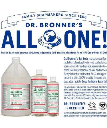 Dr. Bronner's Sal Suds Biodegradable Cleaner 32oz 2-Pack - All-Purpose Pine Cleaner for Floors, Laundry, and Dishes - Concentrated Power to Cut Grease and Dirt - Buy Online on GoSupps.com