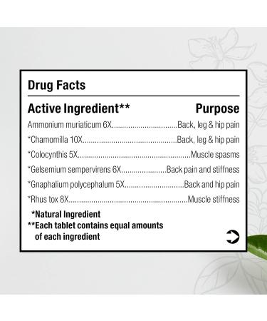 BHI Back Natural Pain Relief Tablets - 6 Active Homeopathic Ingredients for Back, Hip & Leg Pain - Calms Muscle Tightness & Spasms - 100 Tablets - Buy Online on GoSupps.com