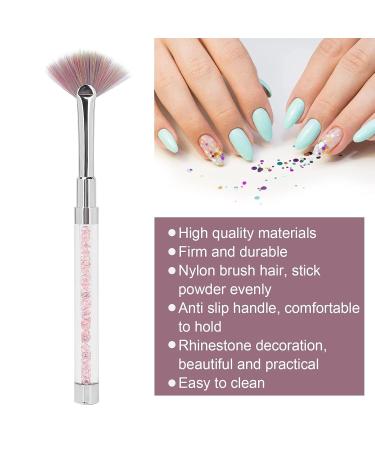 Fan-Shaped Nail Brush | Acrylic-Liner Removal Tool | Rhinestone Handle & Nylon Hair | Perfect for Nail Art & Manicure - Buy Online on GoSupps.com