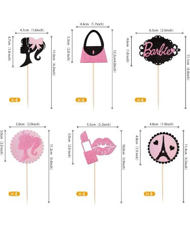 Xsstarmi 24 Pack Pink and Black Girl Cupcake Toppers Glitter Lips Handbag Bow Tie Lipstick Love Tower Princess Cupcake Picks for Wedding Girls Birthday Party Cake Decorations Supplies 00a - Buy Online on GoSupps.com