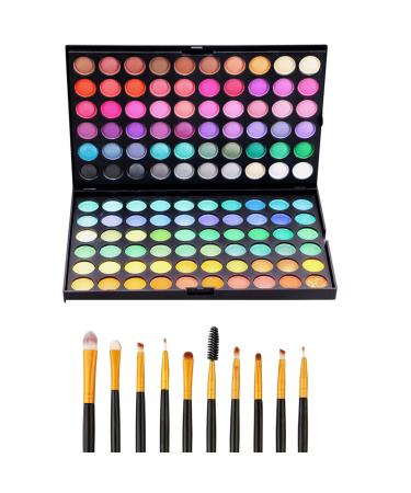 Eyeshadow Palette with 10PC Brushes Makeup Set Pigmented 120 Colors Make Up Palettes Sets Matte Shimmer Glitter Eye Shadow Pallet Powder Brush Beauty Kit