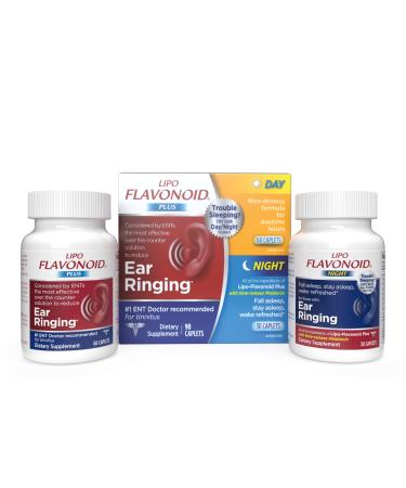 Lipo-Flavonoid Day & Night Combo Kit, Tinnitus Relief for Ringing Ears, Lipo-Flavonoid Plus & Lipo-Flavonoid Night with Melatonin & Vitamin C, 90 Caplets