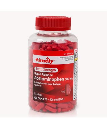 Rapid Release Acetaminophen 500mg 400Ct - Extra Strength Acetaminophen Rapid Release - Temporarily Relieves Minor Aches and Pains due to the Common Cold Headache - National Brand Equivalency