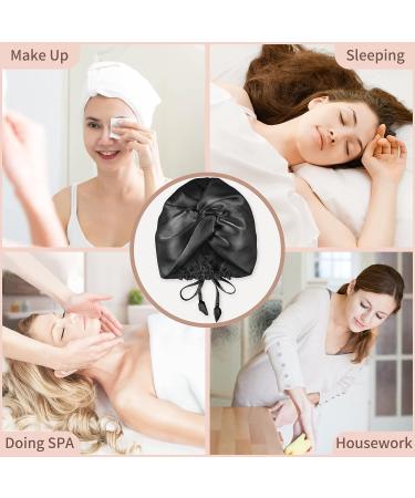 OLESILK 22 Momme Silk Sleep Bonnet for Curly Hair | 100% Mulberry Silk Cap for Women | Black - Buy Online on GoSupps.com