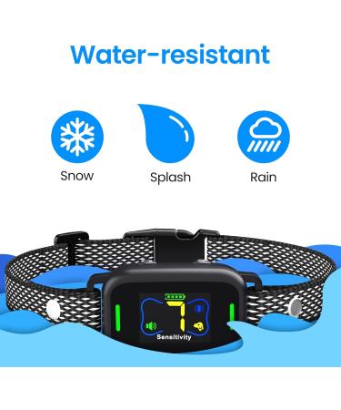 Rechargeable Anti Bark Collar for Dogs | 7 Sensitivities Vibration & Beep | Stop Barking Deterrent | 22-110lbs | Black - Buy Online on GoSupps.com