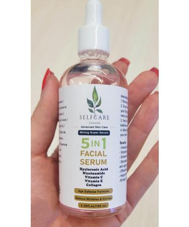 5 IN 1-100ML FACIAL SERUM HYALURONIC ACID with Collagen Vitamin C Vitamin E Niacinamide - CRUELTY-FREE - SELFCARE CANADA - Buy Online on GoSupps.com