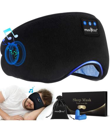 Sleep Headphones Bluetooth Eye Mask Wireless Music Sleep Mask Ultra-Soft Sleeping Headphone Comfy & Washable Perfect for Side Sleepers/Office/Travel Birthday for Men Women Black