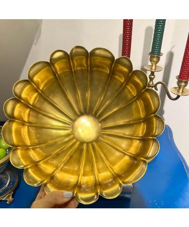 Fruit Bowl Brass Petal Design Metal Fruit Holder Basket Living Room Decoration Retro Ornament Kitchenware Gift 28x28x15cm - Buy Online on GoSupps.com