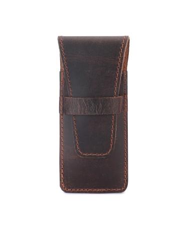 Leather Safety Razor Case | Handmade Brown Leather Shaving Accessories | Travel-Ready Straight Safety Razor Case | Double Edge Razor Essentials - Buy Online on GoSupps.com