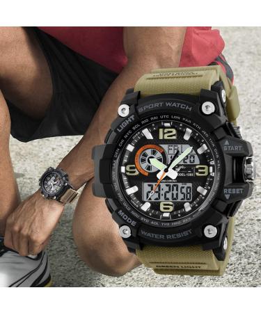 Men's Analog-Digital Sports Watch | 50M Waterproof Military | LED Screen | Stopwatch & Alarm | Black - Buy Online on GoSupps.com