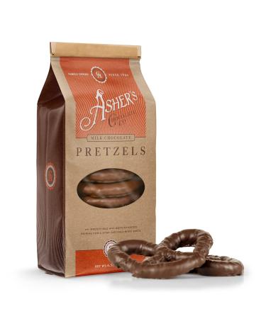 Asher's Chocolates, Chocolate Covered Pretzels, Gourmet Sweet and Salty Candy, Small Batches of Kosher Chocolate, Family Owned Since 1892, (6.5oz, Milk Chocolate)
