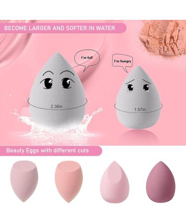 Makeup Sponge Blender 4 Pcs Beauty Blender Foundation Sponges Set with 1 Sponge Holder Case Professional Non Latex Beauty Applicator Set for Cream Liquid and Powder (Pink) - Buy Online on GoSupps.com