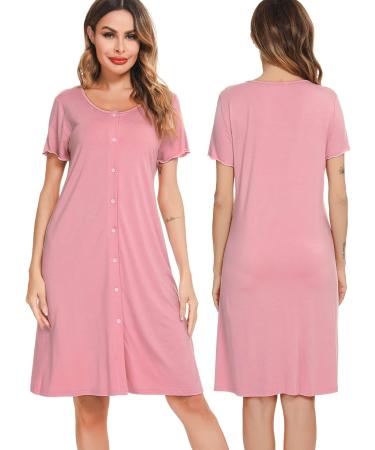 Lovasy Women's Soft Maternity Nightshirt with Pockets - Pink M - Buy Online on GoSupps.com