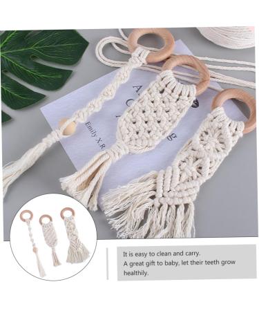 Vicasky 3 Pcs Handwoven Cotton Rope Dental Care Toys - Bitter Cotton Bite Sticks & Rings for Toddlers | Safe Handmade Beech Teething Relief - Buy Online on GoSupps.com