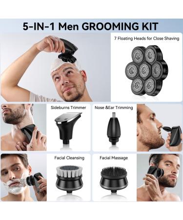 PEACEONE 7D Waterproof Rotary Head Shaver for Bald Men | 5-in-1 Grooming Kit | USB Rechargeable with LED Display | Ideal Wet/Dry Hair Trimmer - Buy Online on GoSupps.com