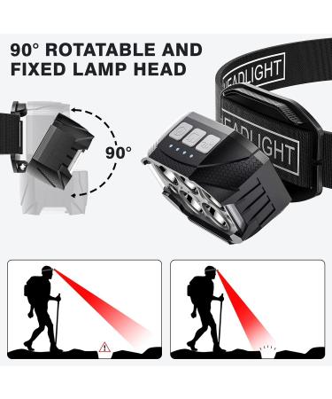 Rechargeable Headlamp 2 Pack 1200 Lumen Super Bright LED Headlamp with Motion Sensor, Waterproof Flashlight for Camping, Cycling, Running - White Red Light, 12 Modes - Buy Online on GoSupps.com
