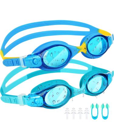 Jateka swimming goggles children anti-fog and UV swimming goggles for young people outlet-safe unisex children diving goggles for 4-16 years of dark blue+light blue
