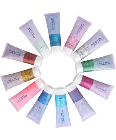Body Glitter Gel - 12 Colors Holographic Sparkling Cosmetic Powder for Face Eyes Lips & Nails | Perfect for Festivals & Halloween - Buy Online on GoSupps.com