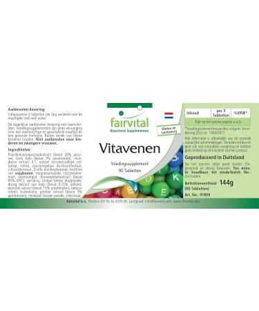 Fairvital High Dose Vein Vitamins - Vegan - 90 Tablets with Grape Seed Extract & Horse Chestnut - Boost Circulation & Support Vein Health - Buy Online on GoSupps.com