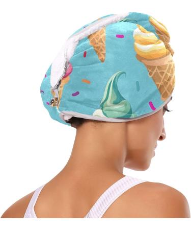 Super Absorbent Colored Ice Cream Hair Towels - 2 Pack Quick Dry Hair Turbans for Women & Girls - Buy Online on GoSupps.com