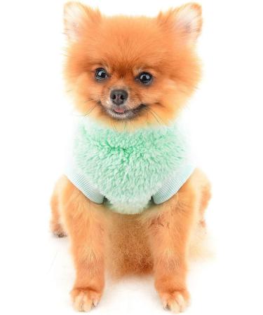 Shop Smalllee Lucky Store Sherpa Fleece Turtleneck Sweater Vest for Small Dogs & Cats Warm Autumn Winter Clothing for Yorkies & Chihuahuas in Green - Buy Online on GoSupps.com