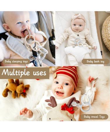 Silicon Bite Ring Baby Toys & Silicone Pacifier Clip - Safe Teething Toys for 3+ Months Toddlers (Gray) - Buy Online on GoSupps.com
